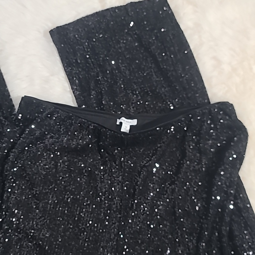 Nine West Sequin Wide Leg Stretch Pant Black - Picture 7 of 10
